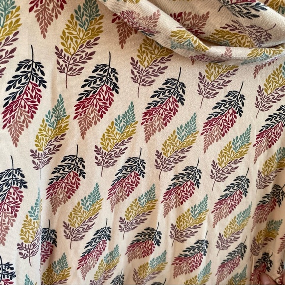 Effie’s Heart Cowl Neck Pima Cotton Tunic Pockets Leaf Pattern Long Shirt Retro - Picture 2 of 14